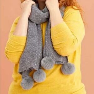 Michael Stars Charcoal Scarf with Pom Poms